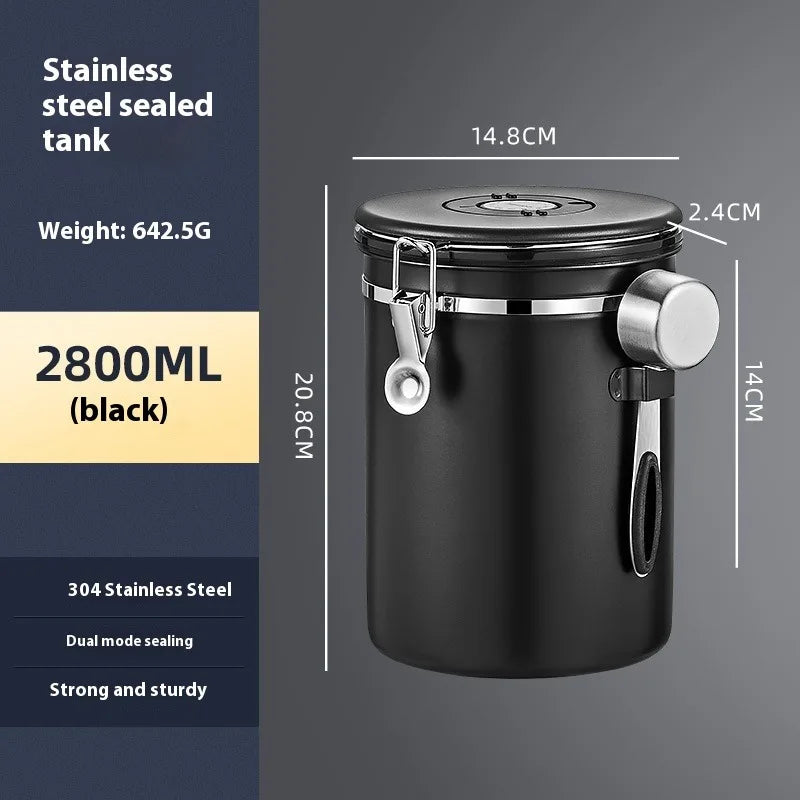 Coffee Canister Vacuum Stainless Airtight Container Storage Sugar Tea Vintage Cans Kitchen Coffee Cafeteria High End Canister