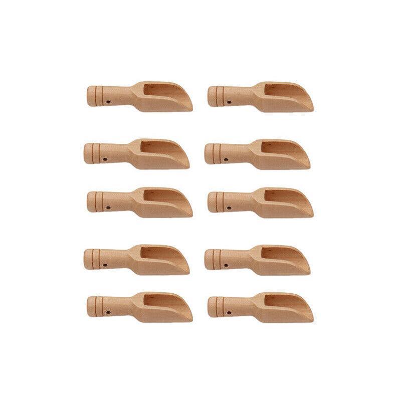 Mini Wooden Scoop Small Kitchen Spoon for Salt Sugar Coffee Spice Tea - 10PCS