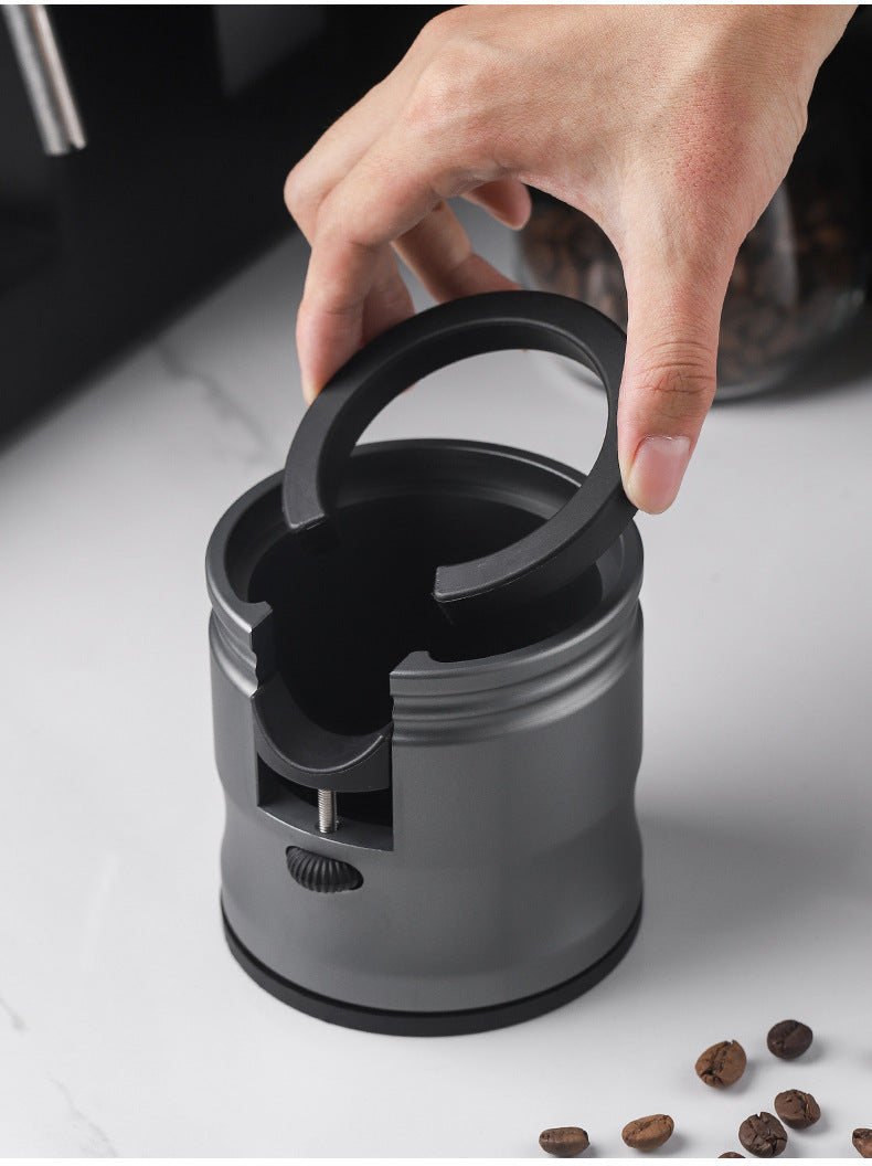 Silver Round Professional Aluminum Espresso Tamping Station - Adjustable Portafilter Holder Stand-4