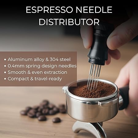 Complete Dejess espresso puck prep kit laid out flat showing all four tools included in the set