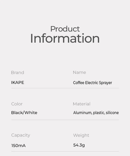 IKAPE coffee spray bottle alongside Niche Zero grinder on café counter