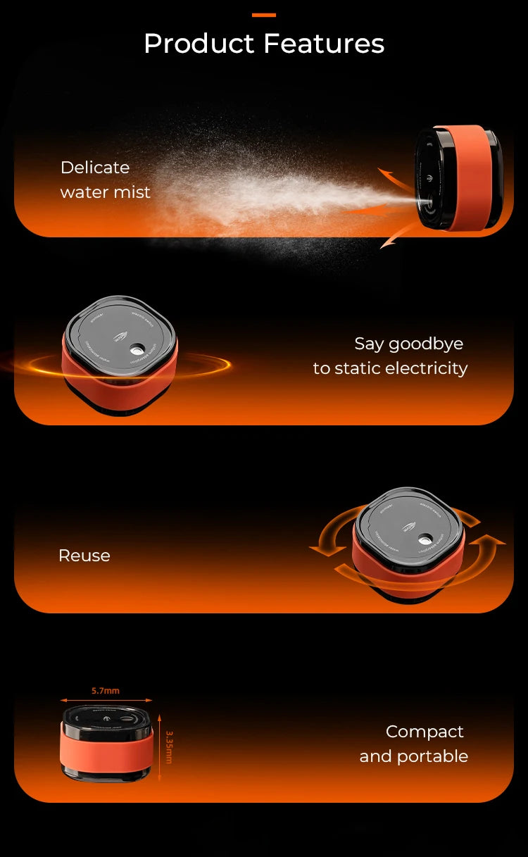 IKAPE atomizer placed on home espresso station next to grinder and tamper