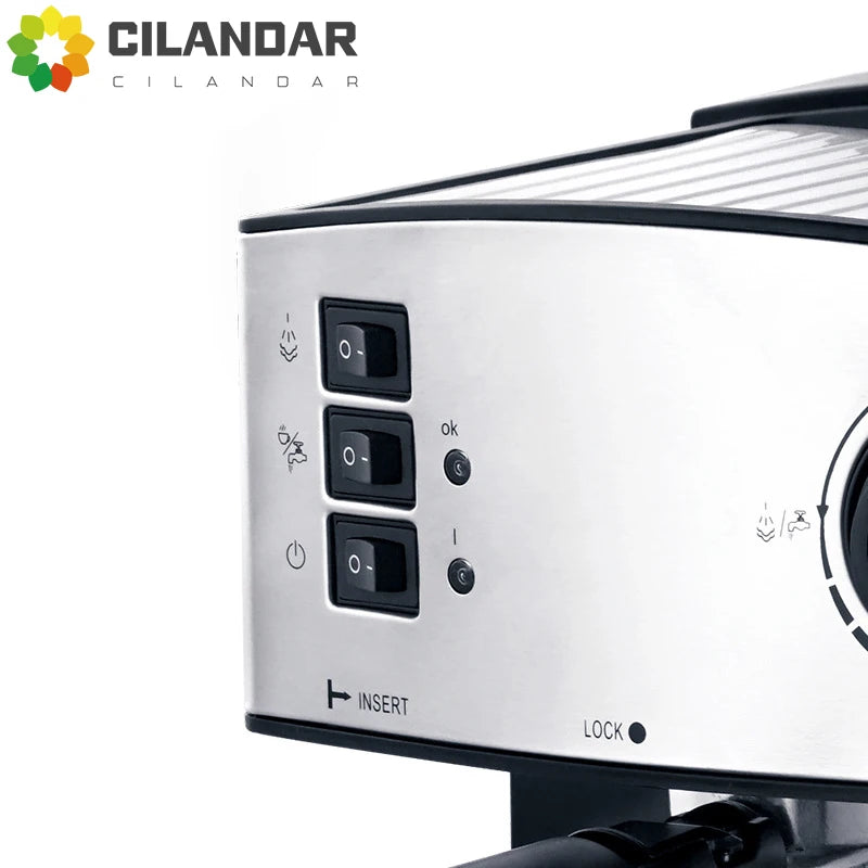 Semi-Automatic Espresso Machine – Built-in Grinder, Steam Wand, 15 Bar, Home & Office