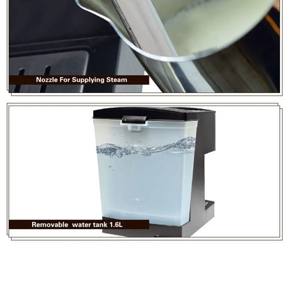 Semi-Automatic Espresso Machine – Built-in Grinder, Steam Wand, 15 Bar, Home & Office