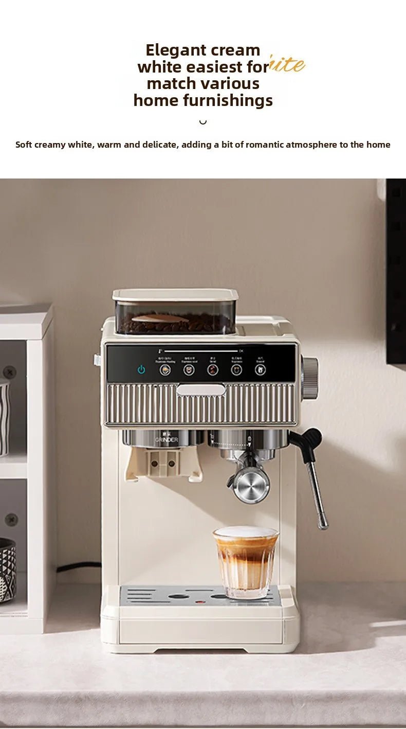 Dejess 3-in-1 espresso machine water reservoir and drip tray detail view