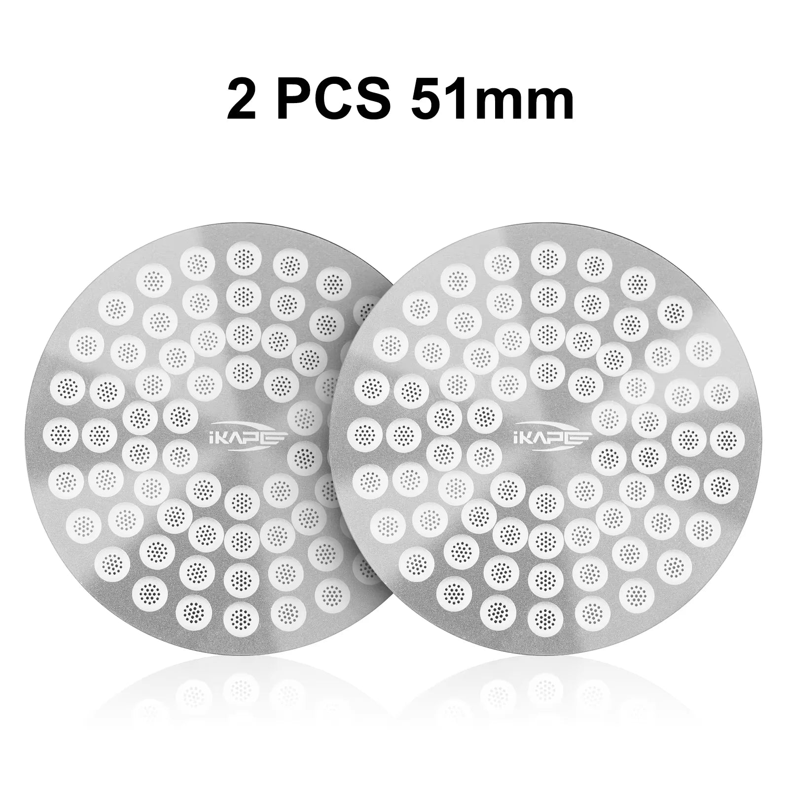 IKAPE V2 puck screen flat lay with coffee beans espresso accessories home barista setup