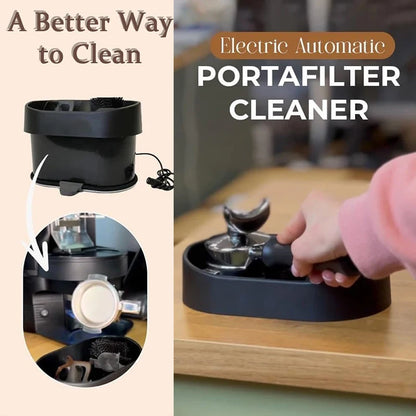 Automatic knock box cleaner with removable grounds bin and stainless steel bar detail