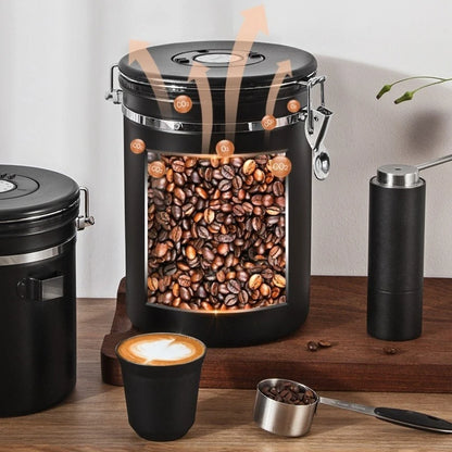 Coffee Canister Vacuum Stainless Airtight Container Storage Sugar Tea Vintage Cans Kitchen Coffee Cafeteria High End Canister