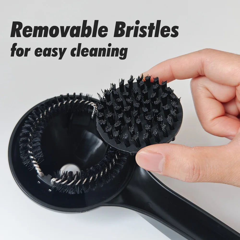 Dejess espresso machine brush handle ergonomic grip detail shot