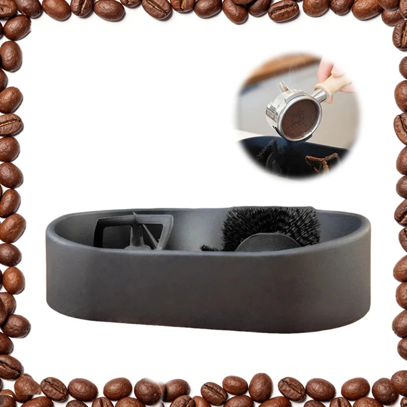 Dejess knock box cleaner side profile showing compact countertop footprint and dimensions