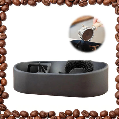 Dejess knock box cleaner side profile showing compact countertop footprint and dimensions