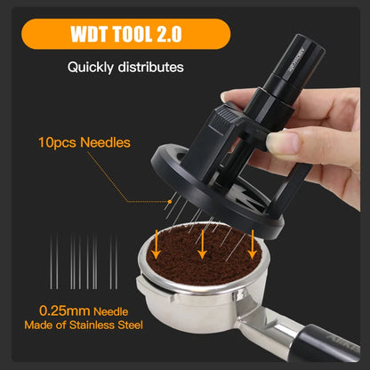 Rotary WDT Espresso Stirrer – Magnetic Needle Distributor, 51/54/58mm Barista Tool