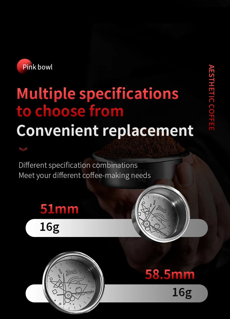 BINCOO Precision High Extraction Matrix Basket Filter，Micro Sieve Filter Basket Stainless Steel Portafilter Basket for 51/58.5mm