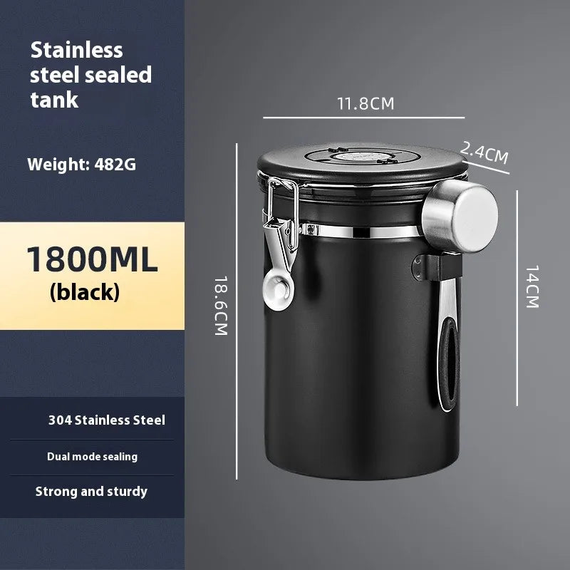 Coffee Canister Vacuum Stainless Airtight Container Storage Sugar Tea Vintage Cans Kitchen Coffee Cafeteria High End Canister