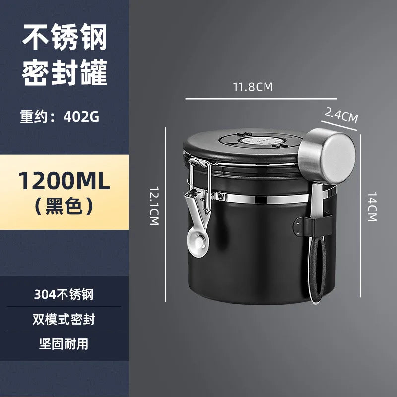 Coffee Canister Vacuum Stainless Airtight Container Storage Sugar Tea Vintage Cans Kitchen Coffee Cafeteria High End Canister