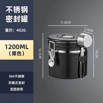 Coffee Canister Vacuum Stainless Airtight Container Storage Sugar Tea Vintage Cans Kitchen Coffee Cafeteria High End Canister