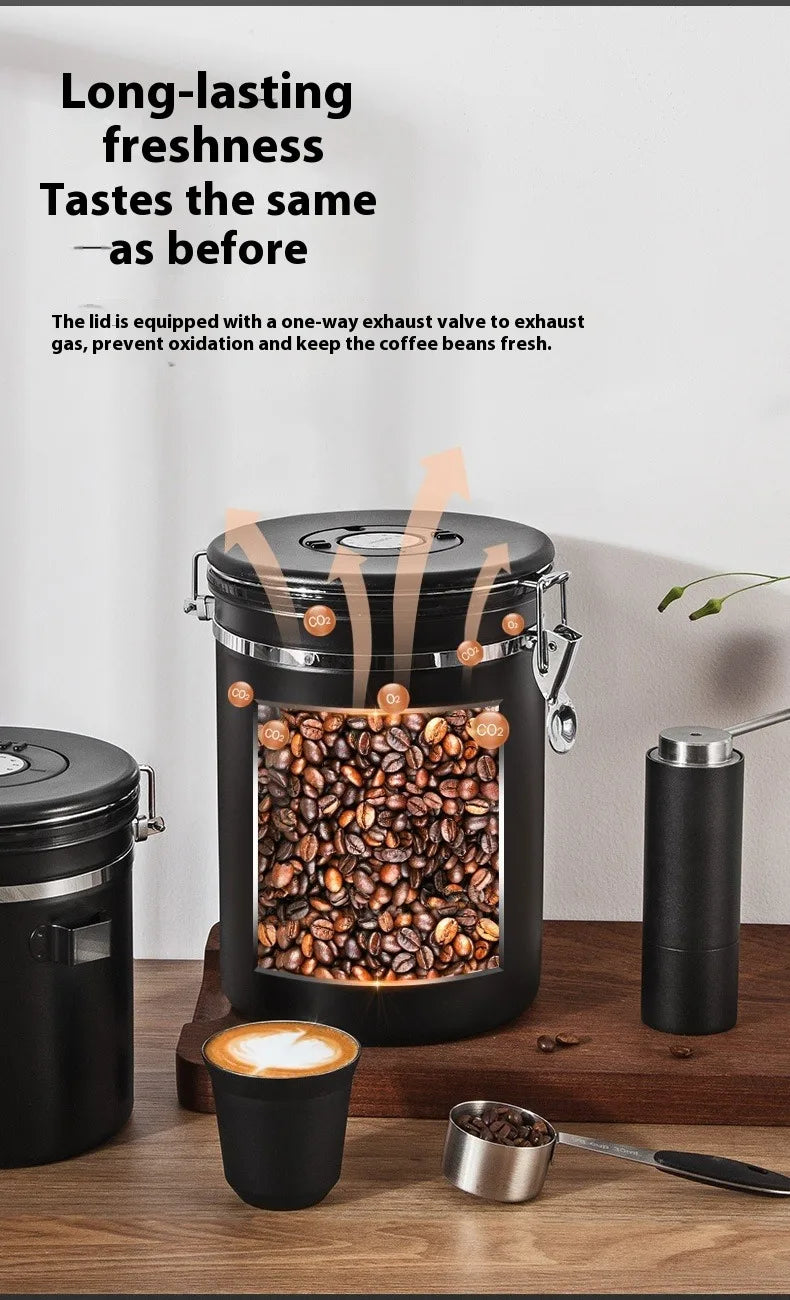 Coffee Canister Vacuum Stainless Airtight Container Storage Sugar Tea Vintage Cans Kitchen Coffee Cafeteria High End Canister