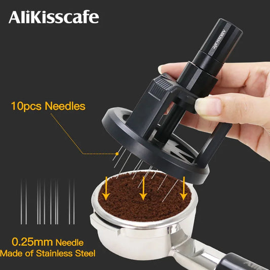 ALIKISSCAFE WDT Tools Espresso Needle Distributor Stirrer Magnetic 51mm 54mm 58mm Adjustable Depth Barista Tool Coffee Accessory