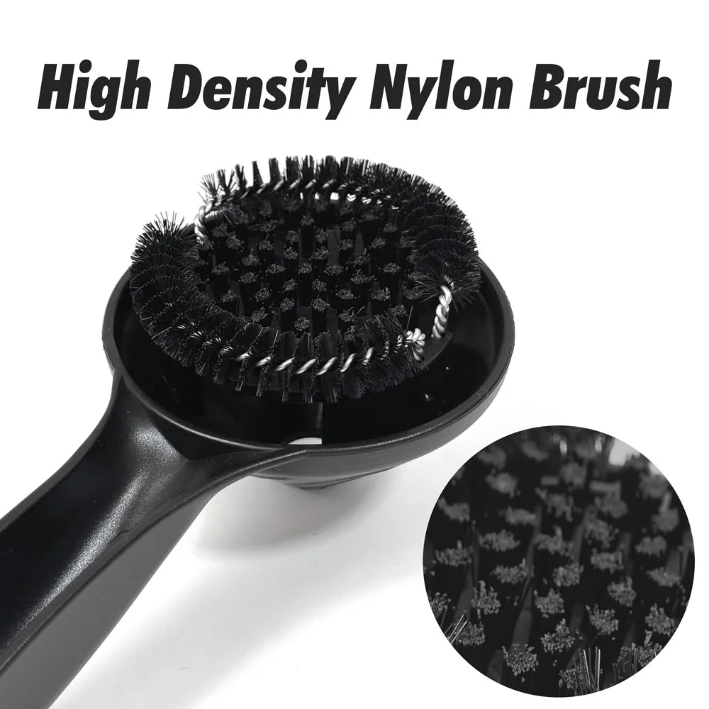 Close-up of synthetic bristles on Dejess espresso group head cleaning brush