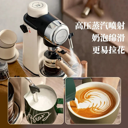 Built-in grinder detail on Dejess KFJ-A02R2 home espresso machine