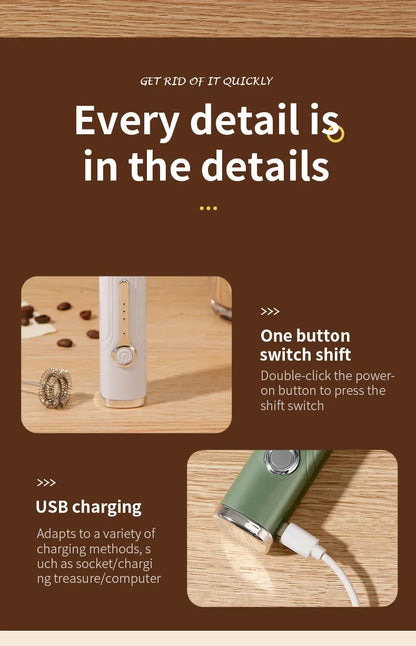Wireless Type-C Rechargeable 3-speed Mini Handheld Milk Frother Coffee Frother Portable Kitchen Cooking Tools Whisk Foam Blender
