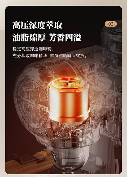 Coffee machine household small Italian semi-automatic office all-in-one American hand-grinded coffee pot