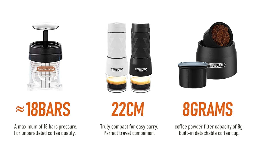Cold water being added to Dejess portable espresso maker showing cold water brewing function