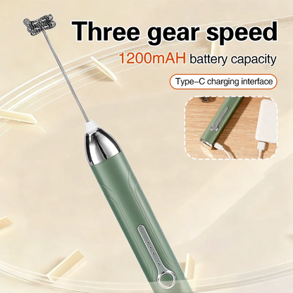 Wireless Type-C Rechargeable 3-speed Mini Handheld Milk Frother Coffee Frother Portable Kitchen Cooking Tools Whisk Foam Blender