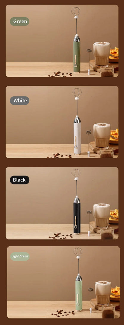 Wireless Type-C Rechargeable 3-speed Mini Handheld Milk Frother Coffee Frother Portable Kitchen Cooking Tools Whisk Foam Blender