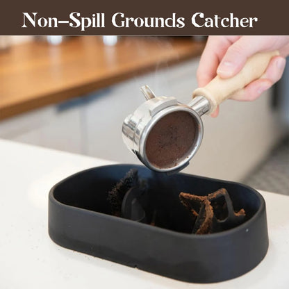 Close-up of stainless steel espresso grounds catcher barrel from Dejess barista cleaning kit