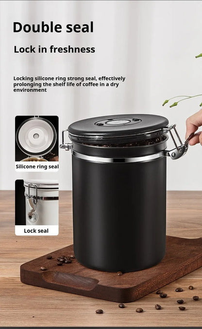 Coffee Canister Vacuum Stainless Airtight Container Storage Sugar Tea Vintage Cans Kitchen Coffee Cafeteria High End Canister