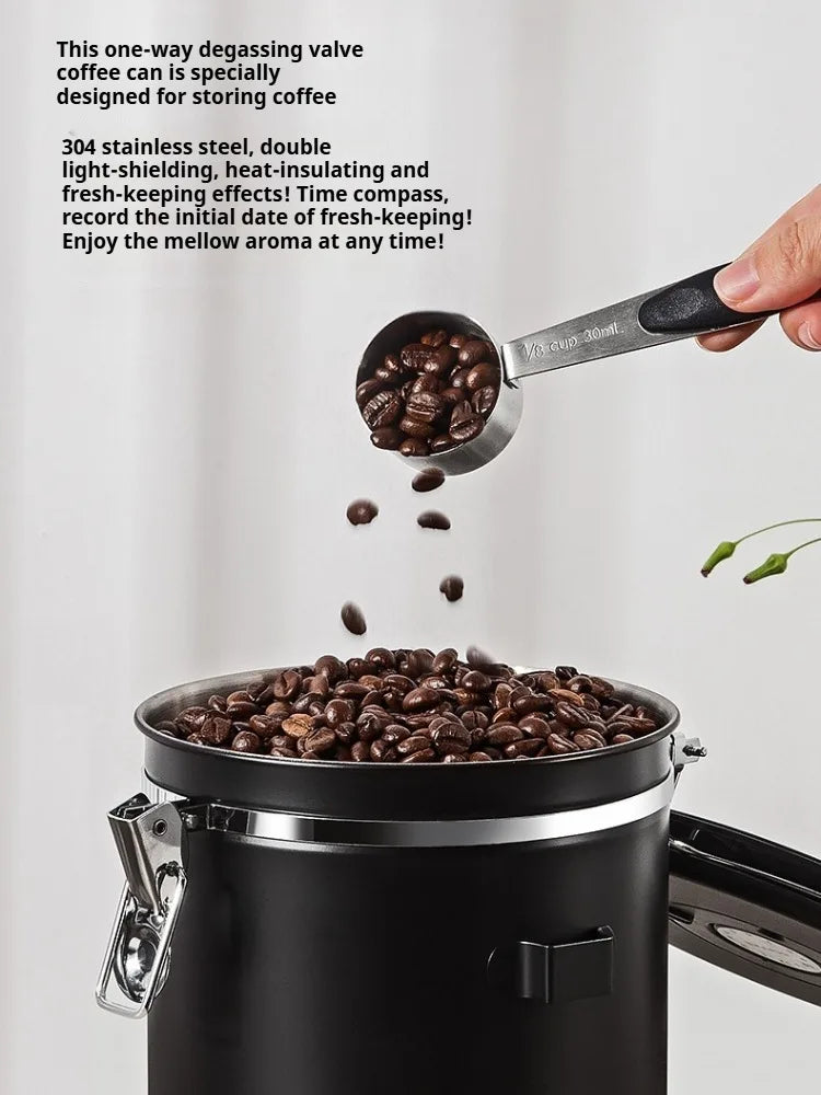 Coffee Canister Vacuum Stainless Airtight Container Storage Sugar Tea Vintage Cans Kitchen Coffee Cafeteria High End Canister