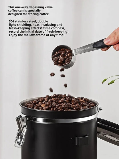 Coffee Canister Vacuum Stainless Airtight Container Storage Sugar Tea Vintage Cans Kitchen Coffee Cafeteria High End Canister