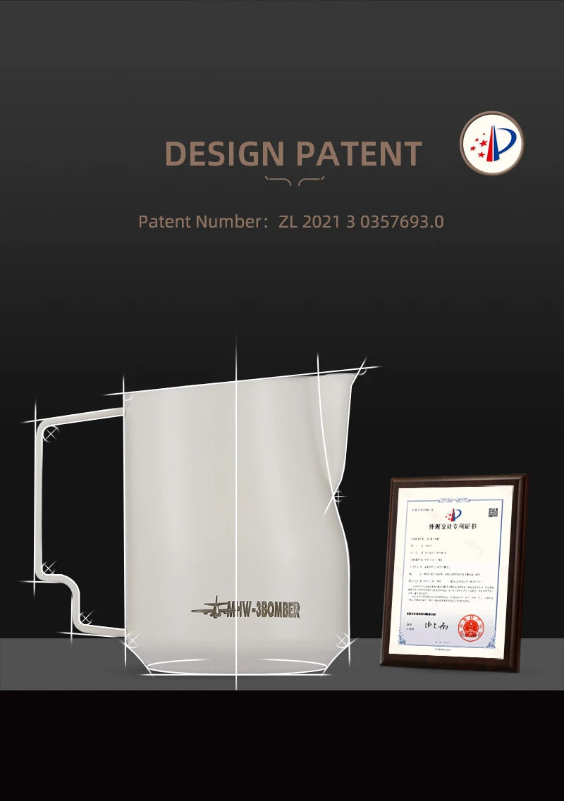 MHW-3BOMBER 450ml steam pitcher mirror-polished exterior finish close-up detail