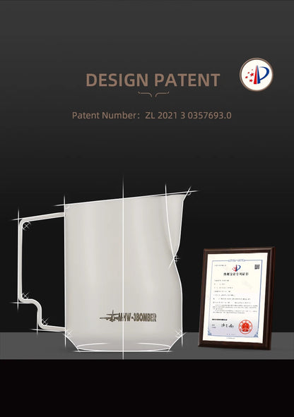 MHW-3BOMBER 450ml steam pitcher mirror-polished exterior finish close-up detail