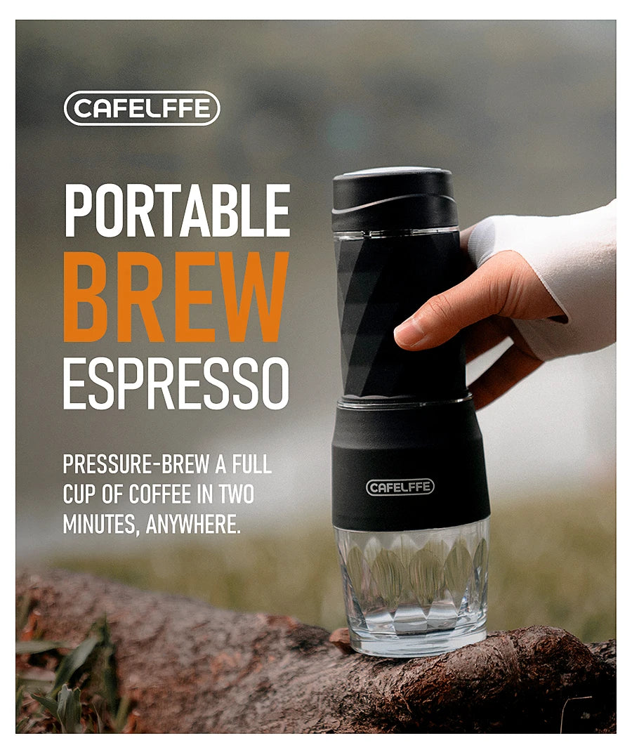 3-in-1 travel espresso maker with hot water being poured in demonstrating hot water compatibility