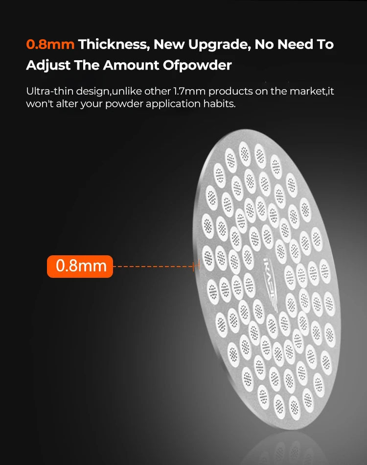 FCM certified food-safe stainless steel IKAPE V2 puck screen detail close-up