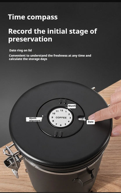 Coffee Canister Vacuum Stainless Airtight Container Storage Sugar Tea Vintage Cans Kitchen Coffee Cafeteria High End Canister