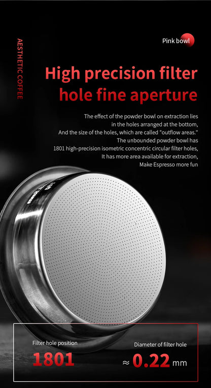 BINCOO Precision High Extraction Matrix Basket Filter，Micro Sieve Filter Basket Stainless Steel Portafilter Basket for 51/58.5mm