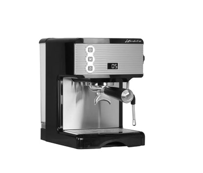 Business espresso machine Dejess K705 control panel and portafilter close-up