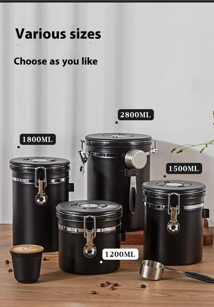 Coffee Canister Vacuum Stainless Airtight Container Storage Sugar Tea Vintage Cans Kitchen Coffee Cafeteria High End Canister