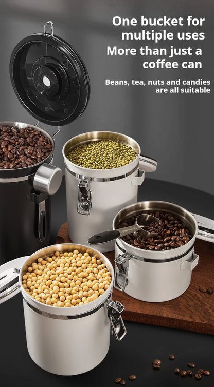 Coffee Canister Vacuum Stainless Airtight Container Storage Sugar Tea Vintage Cans Kitchen Coffee Cafeteria High End Canister