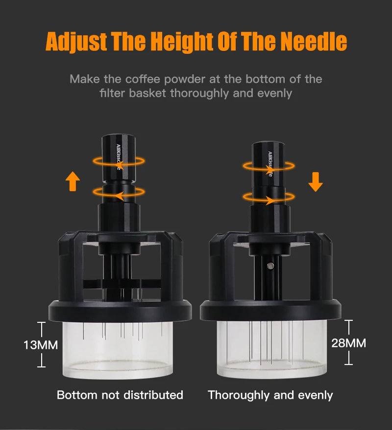WDT Espresso Needle Distributor – Magnetic, Adjustable Depth, 51/54/58mm Barista Tool