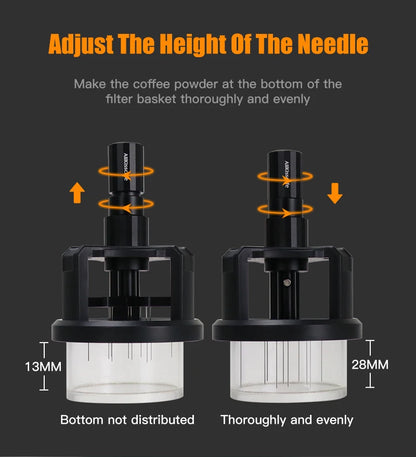 WDT Espresso Needle Distributor – Magnetic, Adjustable Depth, 51/54/58mm Barista Tool