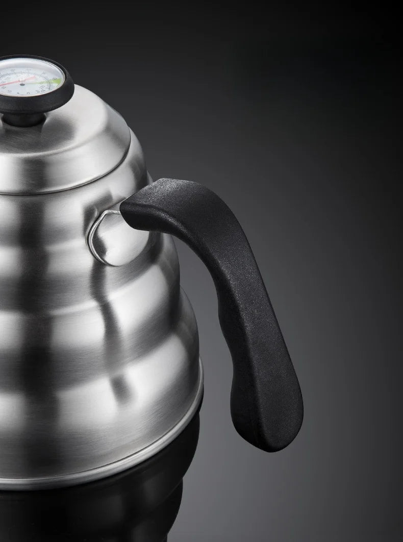 Stainless Steel Pour Over Coffee Pot with Thermometer Swan Long Neck High Capacity Can Be Heated Professional Hand Brewed Coffee
