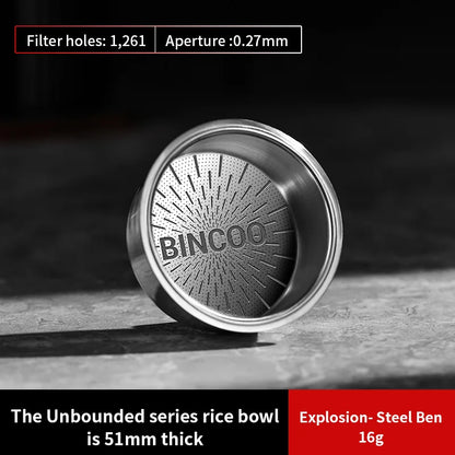 BINCOO Precision High Extraction Matrix Basket Filter，Micro Sieve Filter Basket Stainless Steel Portafilter Basket for 51/58.5mm