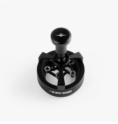 Magnetic quick-release needle head detaching from MHW Cyclone espresso powder distributor handle