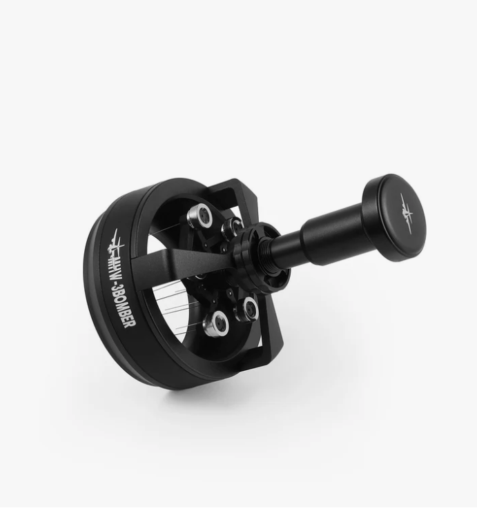MHW-3BOMBER Cyclone clump breaker espresso tool next to Breville Bambino portafilter 51mm