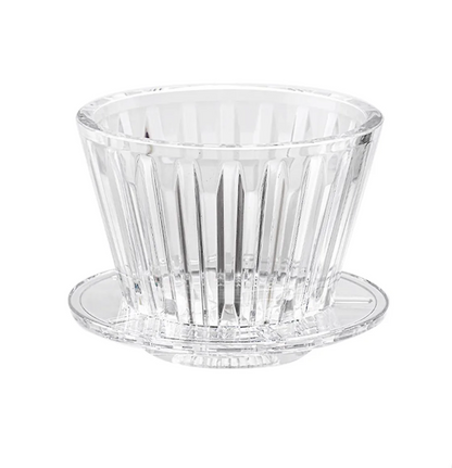 Timemore Crystal Eye B75 transparent pour over coffee dripper on white background showing full clear body and cone design