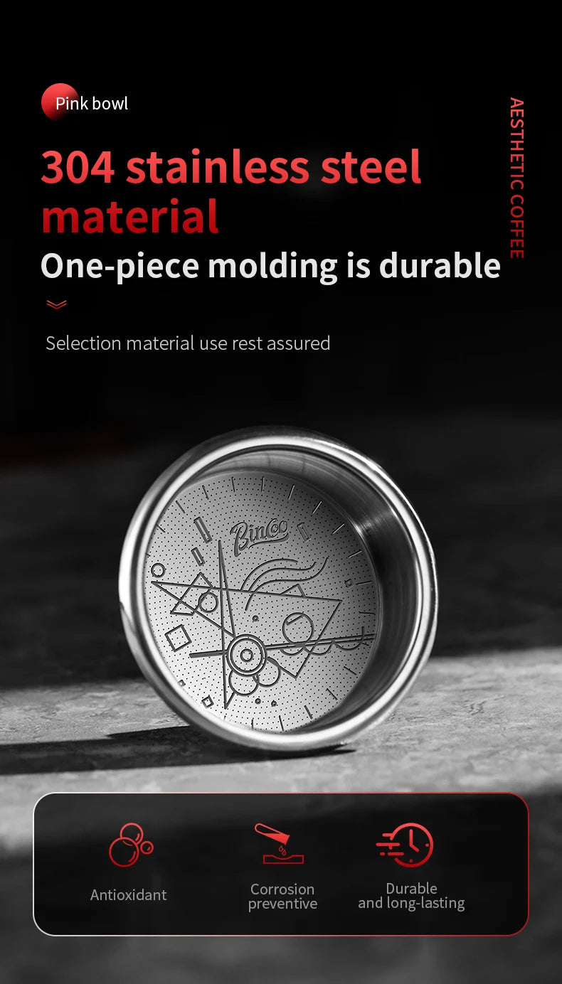 BINCOO Precision High Extraction Matrix Basket Filter，Micro Sieve Filter Basket Stainless Steel Portafilter Basket for 51/58.5mm